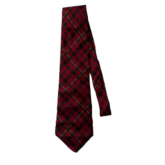 Liberty of London Red Plaid Tartan Necktie Silk USA Made Classic Men's Tie - Picture 3 of 8